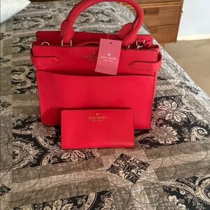 Kate Spade Vibrant Red Satchel and Wallet Set
